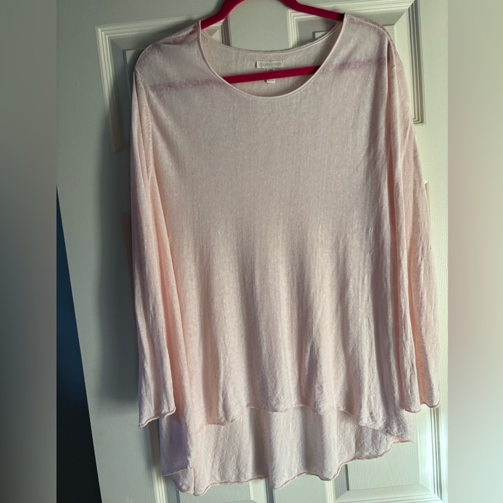 Eileen Fisher Soft Pink Long Sleeve linen top